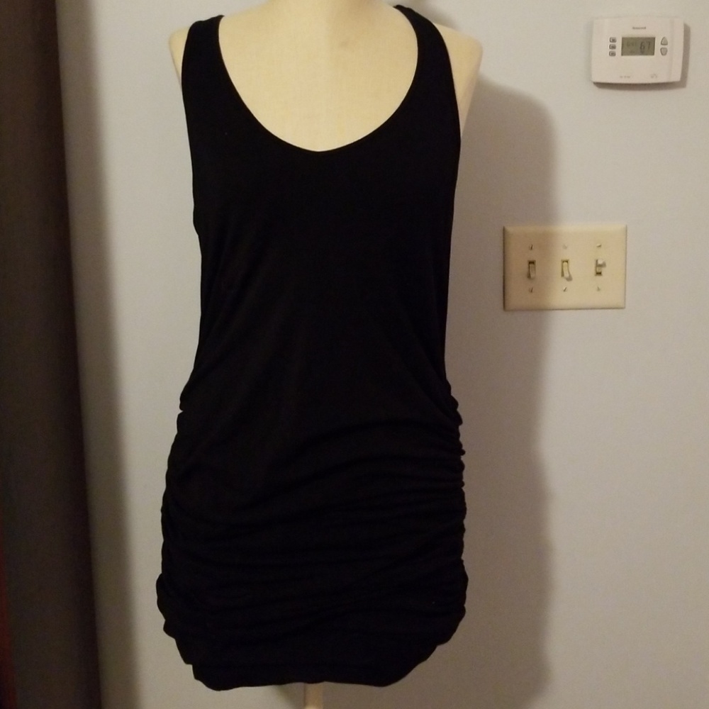 Express Little Black Ruched Racerback Dress